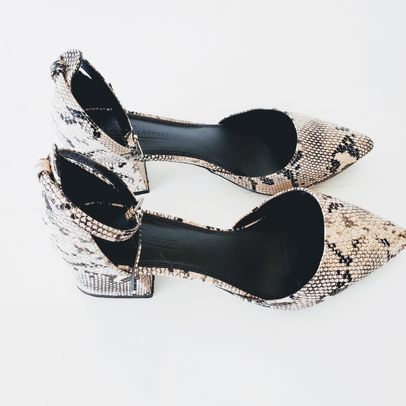 ASOS | Snake Print Pointy Toe Low Block Heels - Picture 3 of 8